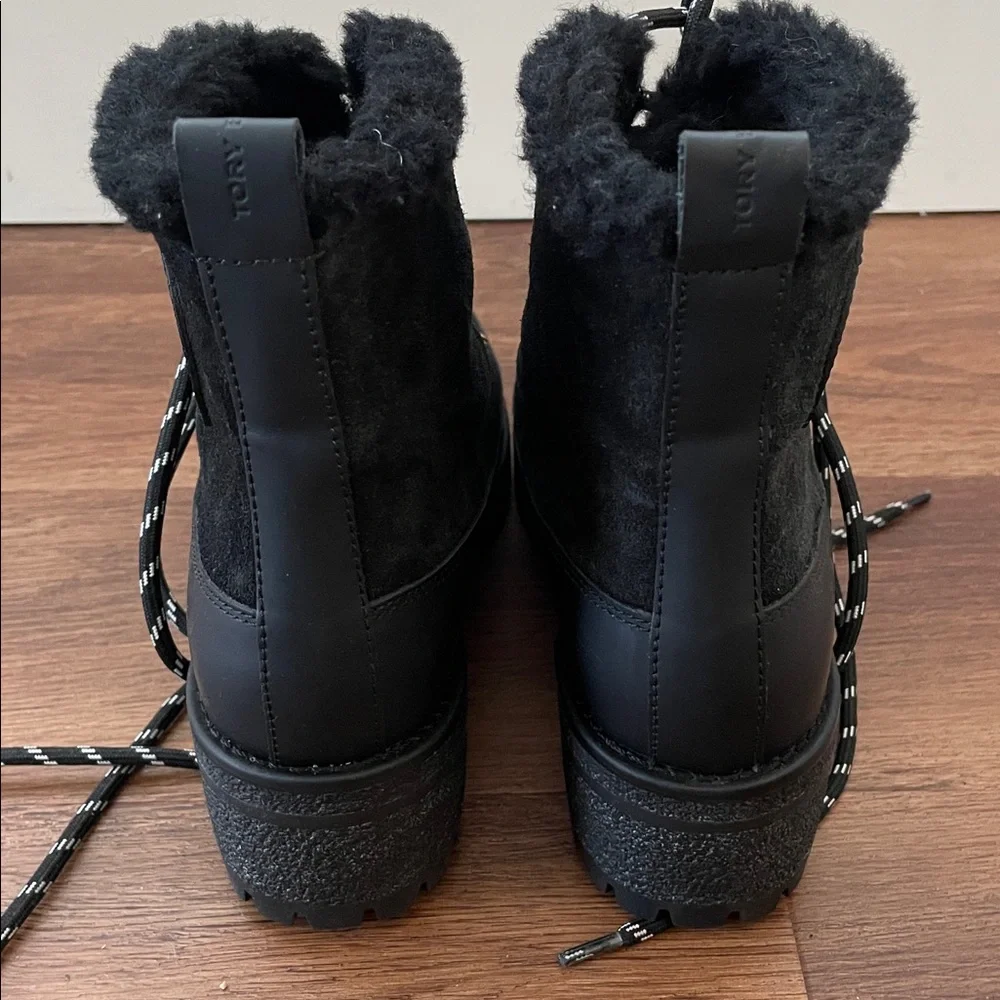 New Tory Burch Thea Suede & Shearling Lug Sole Booties